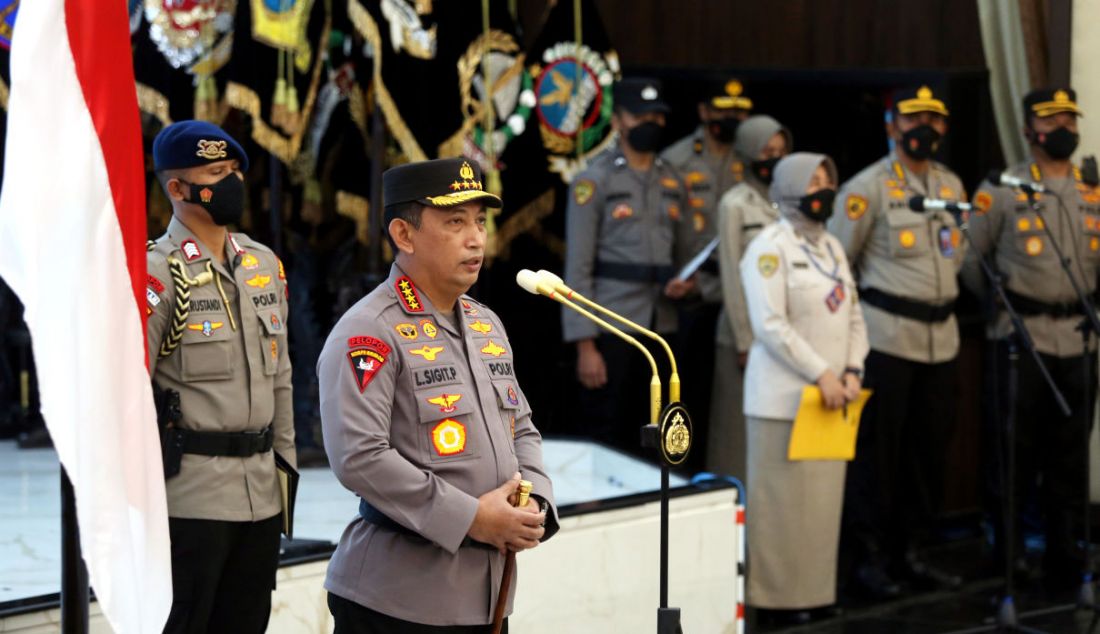 Kapolri Jenderal Listyo Sigit Prabowo melantik mantan pegawai KPK di Mabes Polri, Jakarta, Kamis (9/12). Sebanyak 44 mantan pegawai KPK akan mengikuti pelantikan menjadi Aparatur Sipil Negara (ASN) Polri. - JPNN.com