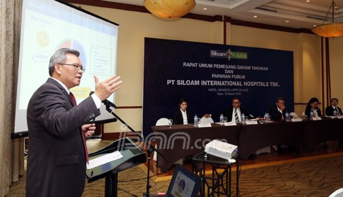 Direksi yang baru Andry pada Rapat Umum Pemegang Saham Tahunan (RUPST), Tangerang, Banten, Rabu (23/3). Selain mengganti anggota Direksi, PT. Siloam Hospitals Internasional Tbk juga melaporkan melaporkan pendapatan. Foto: Ricardo/JPNN.com - JPNN.com