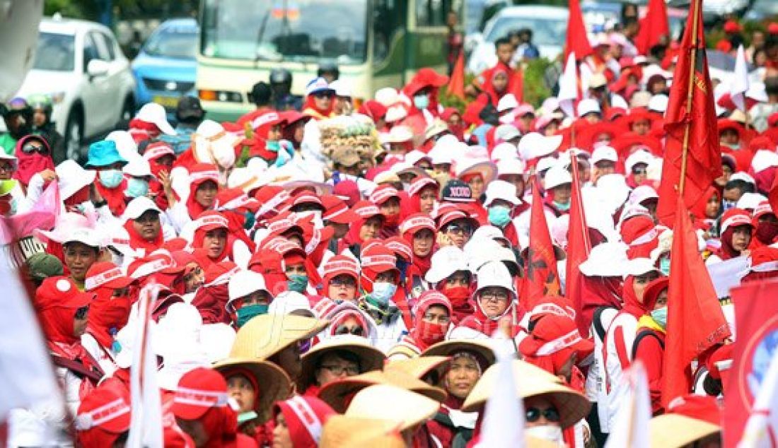 Ribuan Bidan PTT saat menggelar aksi demo di depan Gedung Kementerian Kesehatan, Jakarta, Rabu (4/5). Mereka menuntut nasib mereka kepada Menteri Kesehatan dan Presiden Jokowi. Foto: Ricardo/JPNN.com - JPNN.com