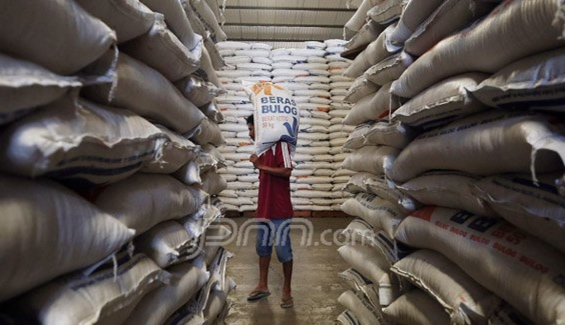 Pekerja mengangkut beras Bulog di Gudang Bulog di kawasan Kelapa Gading, Jakarta Utara, Selasa (7/6). Badan Urusan Logistik (Bulog) memiliki stok beras 2,1 juta ton dan cukup untuk memenuhi tujuh bulan ke depan. Foto: Ricardo/JPNN.com - JPNN.com