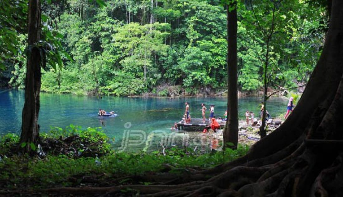 Telaga Biru, satu objek wisata di Kabupaten Berau yang terletak di Kampung Tembudan, Kecamatan Batu Putih memiliki pesona keindahan dengan airnya yang berwana biru dan dikelilingi hutan lebat. Foto: Akhiruddin/Berau Post - JPNN.com