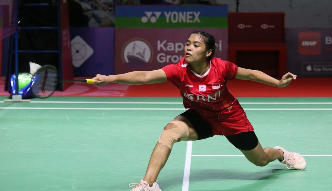 Tunggal putri Indonesia Gregoria Mariska Tunjung di Daihatsu Indonesia Masters 2022, Istora Senayan, Jakarta, Rabu (8/6). - JPNN.com