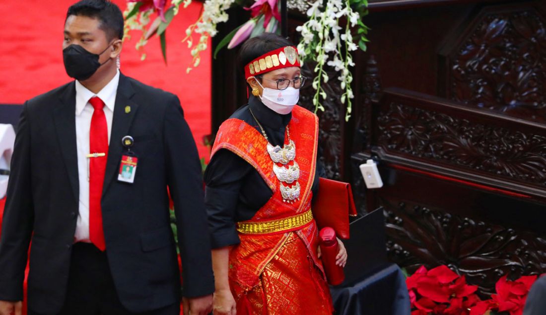 Menlu Retno Marsudi Sidang Tahunan MPR dan Sidang Bersama DPR - DPD Tahun 2022 di Gedung Nusantara, Kompleks Parlemen, Senayan, Jakarta, Selasa (16/8). - JPNN.com