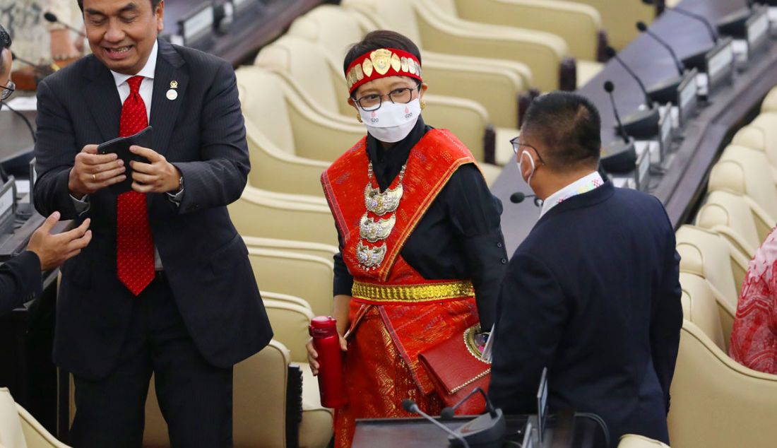 Menlu Retno Marsudi Sidang Tahunan MPR dan Sidang Bersama DPR - DPD Tahun 2022 di Gedung Nusantara, Kompleks Parlemen, Senayan, Jakarta, Selasa (16/8). - JPNN.com