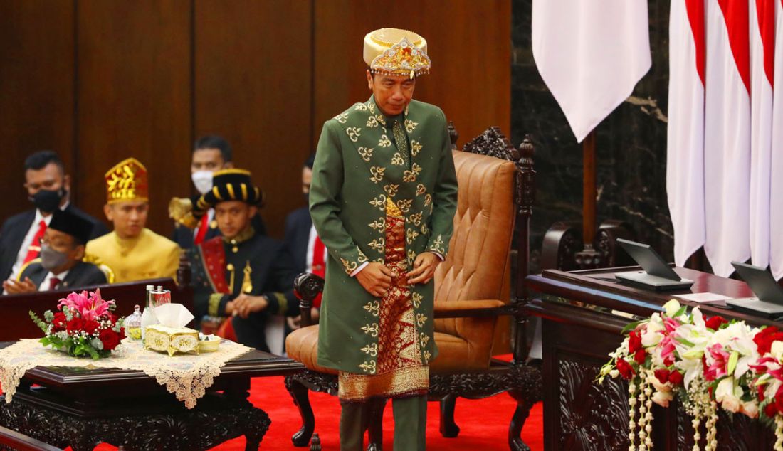 Presiden Joko Widodo saat Sidang Tahunan MPR dan Sidang Bersama DPR - DPD Tahun 2022 di Gedung Nusantara, Kompleks Parlemen, Senayan, Jakarta, Selasa (16/8). - JPNN.com
