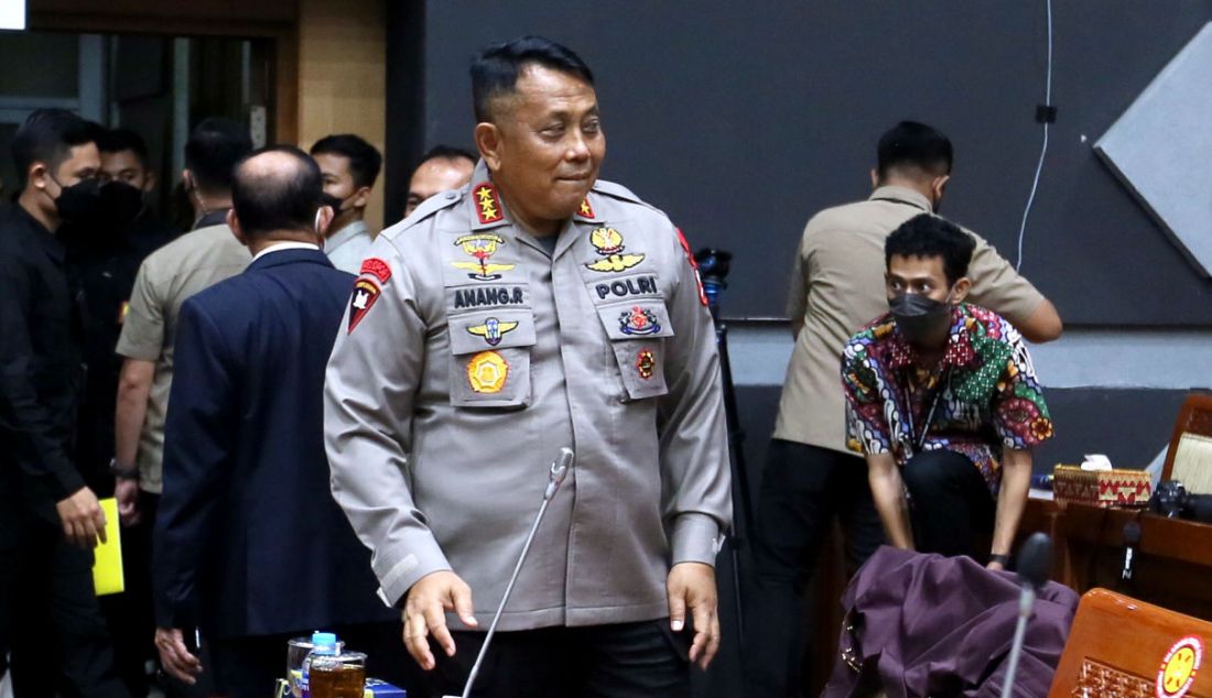 Dankor Brimob Komjen Anang Revandoko rapat kerja antara Komisi III DPR dengan Kapolri terkait kasus Irjen Ferdy Sambo, Jakarta, Rabu (24/8). - JPNN.com