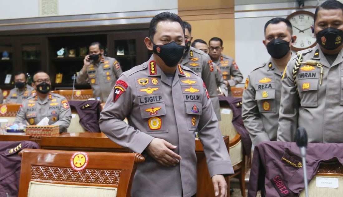 Kapolri Jenderal Listyo Sigit Prabowo rapat kerja antara Komisi III DPR dengan Kapolri terkait kasus Irjen Ferdy Sambo, Jakarta, Rabu (24/8). - JPNN.com