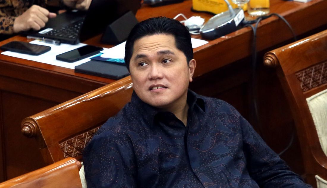 Menteri BUMN Erick Thohir mengikuti rapat kerja dengan Komisi VI DPR, Jakarta, Kamis (8/9). - JPNN.com