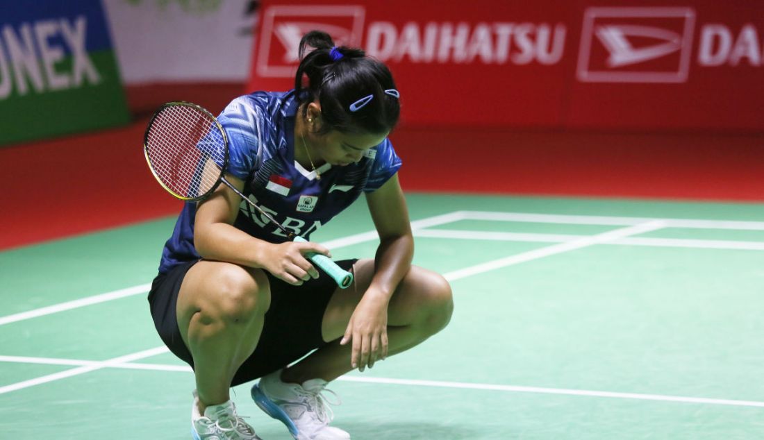 Tunggal putri Indonesia Gregoria Mariska Tunjung di Daihatsu Indonesia Masters 2023. - JPNN.com