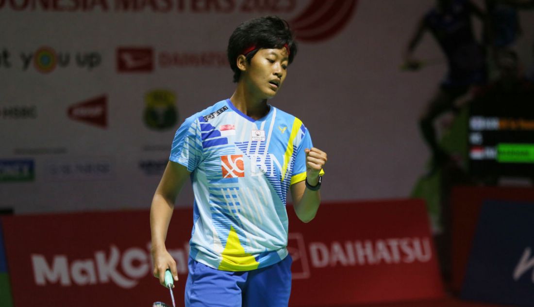 Tunggal putri Indonesia Putri Kusuma Wardani saat bertanding melawan pemain Korea An Se Young di 16 Besar Daihatsu Indonesia Masters 2023, di Istora Gelora Bung Karno, Jakarta, Kamis (26/1). Putri KW kalah 21-18, 7-21 dan 10-21. - JPNN.com