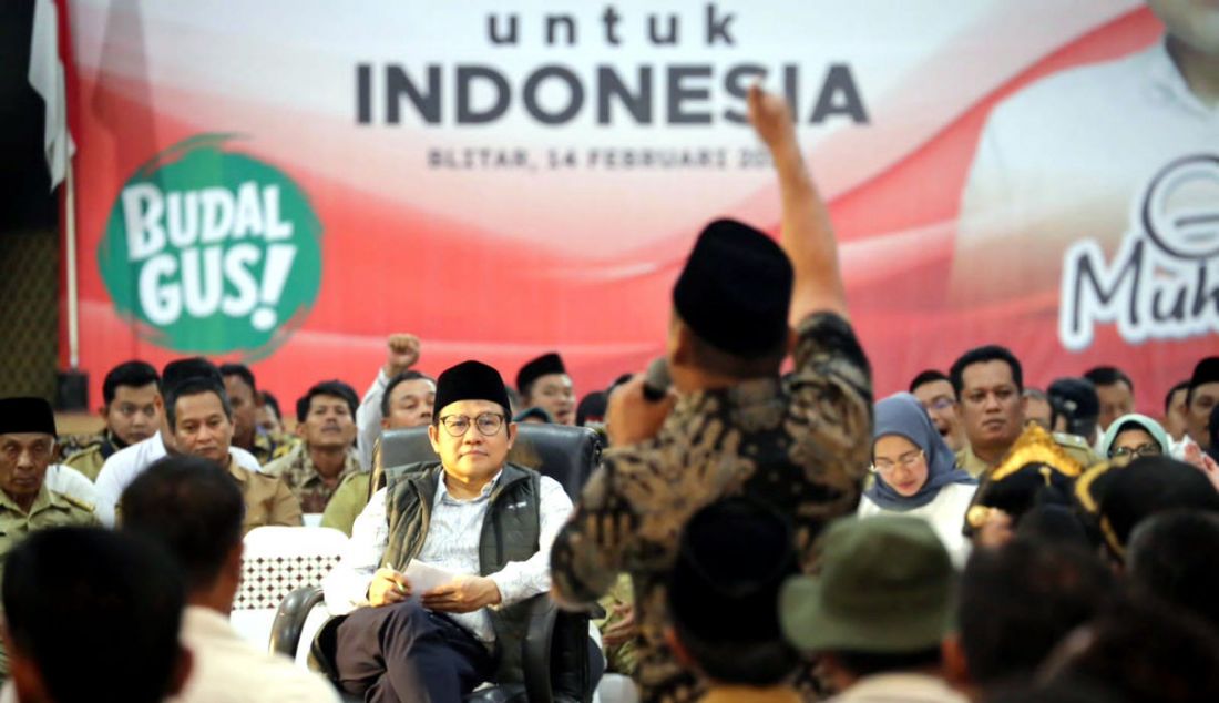 Ketua Umum PKB Abdul Muhaimin Iskandar (Gus Muhaimin) saat melakukan audiensi dengan para kades dalam forum bertajuk Mandat Desa untuk Indonesia 