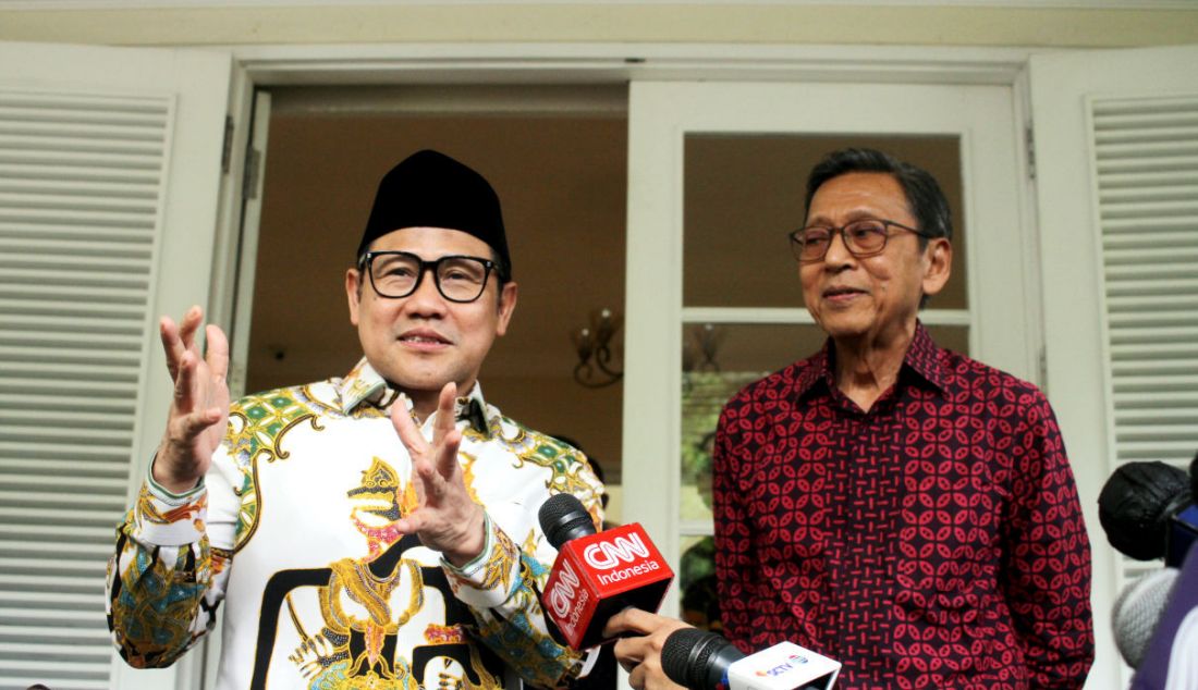 Ketua Umum PKB Muhaimin Iskandar didampingi sejumlah pengurus partai melakukan pertemuan dengan Wakil Presiden ke-11 Indonesia, Boediono, di Jakarta, Rabu (17/5). Pertemuan tersebut bertujuan untuk saling bersilaturahmi sekaligus membahas perkembangan politik serta isu-isu terkini di Indonesia. - JPNN.com