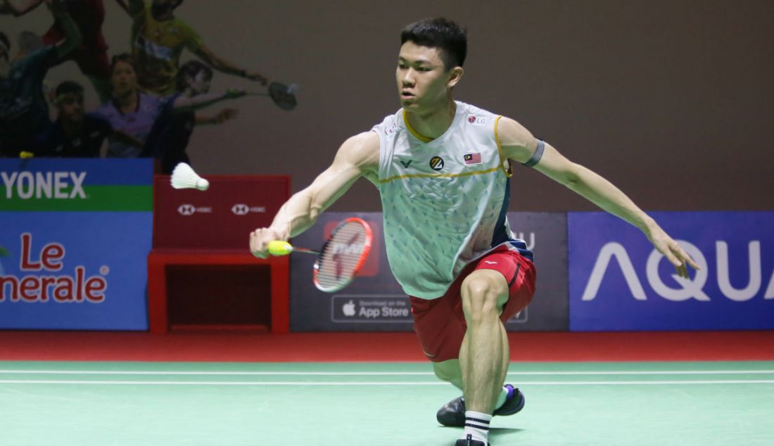 Tunggal putra Malaysia Lee Zii Jia saat melawan tunggal putra India Lakshya Sen dalam Indonesia Open 2023, Jakarta, Rabu (14/6). Lee kalah 17-21 dan 13-21. - JPNN.com