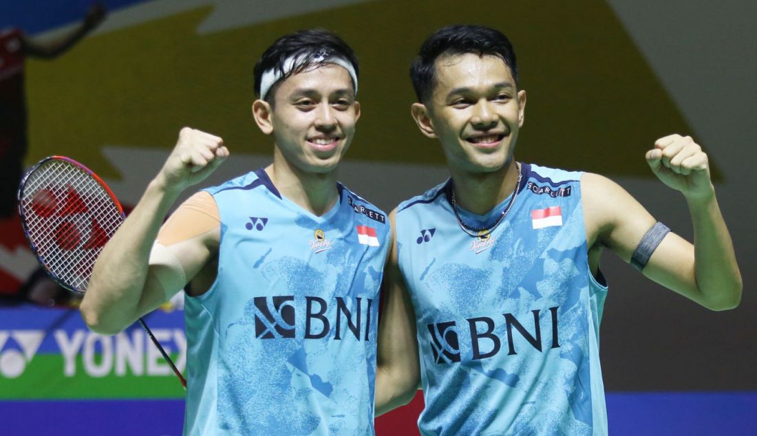 Ganda putra Indonesia Fajar Alfian dan Muhammad Rian Ardianto di Daihatsu Indonesia Masters 2024. - JPNN.com