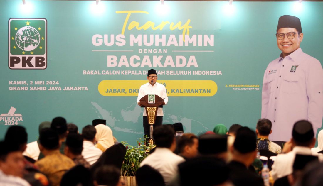 Ketua Umum Partai Kebangkitan Bangsa (PKB) Muhaimin Iskandar saat Taaruf Politik Calon Kepala Daerah di Jakarta, Kamis (2/5). Kegiatan tersebut untuk menjaring calon-calon kepala daerah yang akan diusung PKB pada Pilkada 2024. - JPNN.com