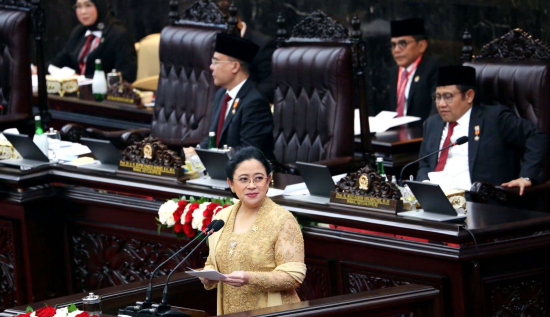 Ketua DPR Puan Maharani dalam Sidang Paripurna Pembukaan Masa Persidangan I DPR Tahun Sidang 2024-2025 di Gedung Nusantara, Kompleks Parlemen, Senayan, Jakarta, Jumat (16/8). Sidang paripurna tersebut membahas tentang RAPBN Tahun 2025 dan laporan nota keuangan. - JPNN.com