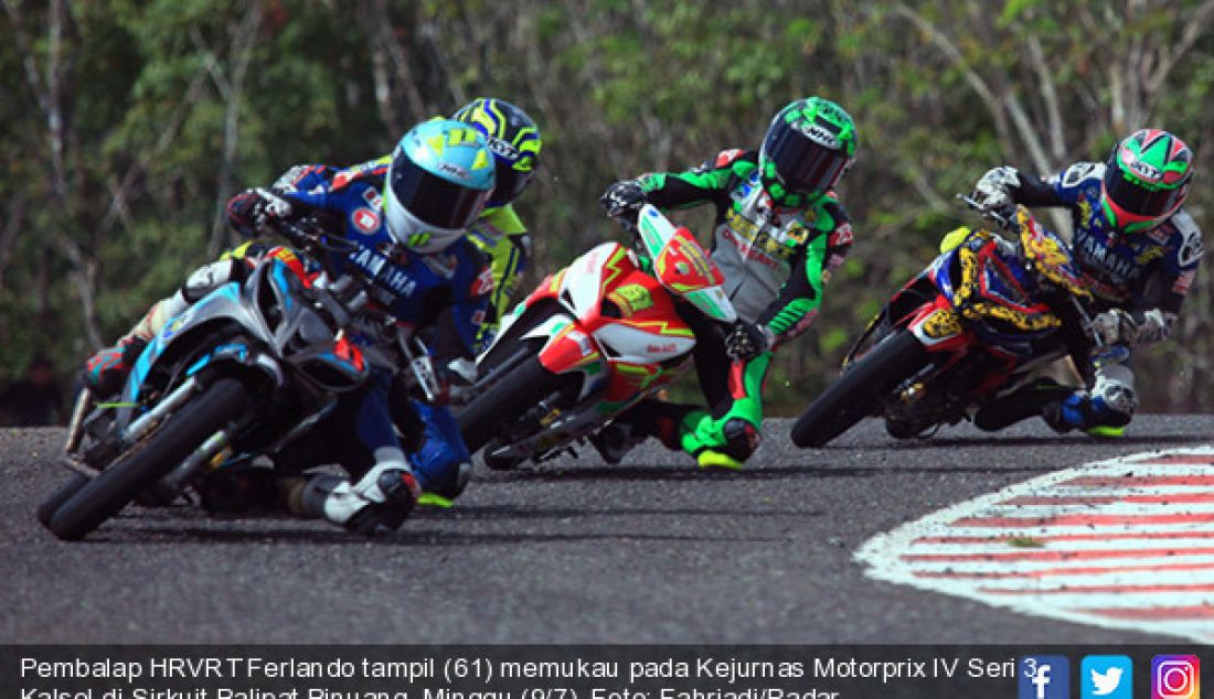 Pembalap HRVRT Ferlando tampil (61) memukau pada Kejurnas Motorprix IV Seri 3 Kalsel di Sirkuit Balipat Binuang, Minggu (9/7). - JPNN.com