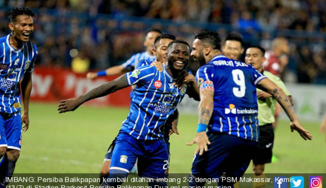 IMBANG: Persiba Balikpapan kembali ditahan imbang 2-2 dengan PSM Makassar, Kamis (13/7) di Stadion Parkesit Persiba Balikpapan.Dua gol masing-masing dipersembahkan oleh Dirkir (26) dan Marlon (9) di menit 78 babak kedua. - JPNN.com