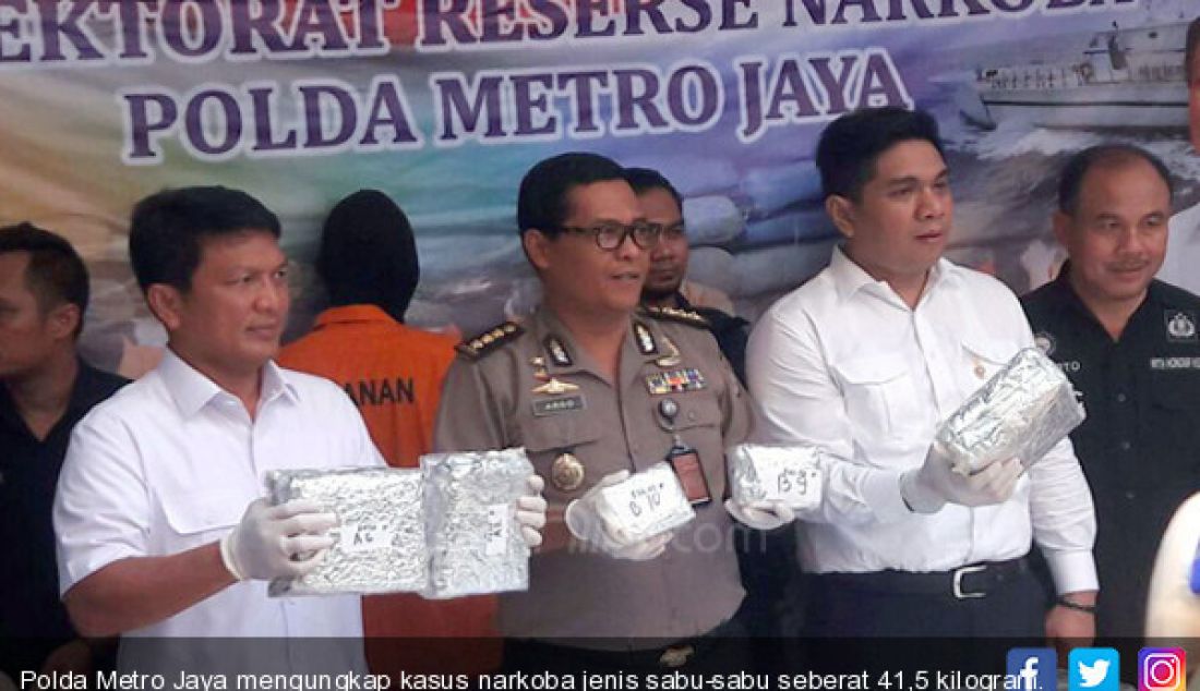 Polda Metro Jaya mengungkap kasus narkoba jenis sabu-sabu seberat 41,5 kilogram. - JPNN.com