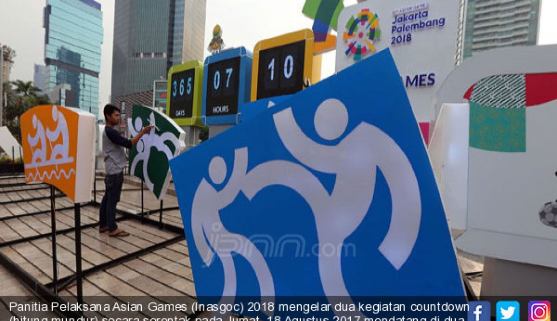 Panitia Pelaksana Asian Games (Inasgoc) 2018 mengelar dua kegiatan countdown (hitung mundur) secara serentak pada Jumat, 18 Agustus 2017 mendatang di dua kota. - JPNN.com