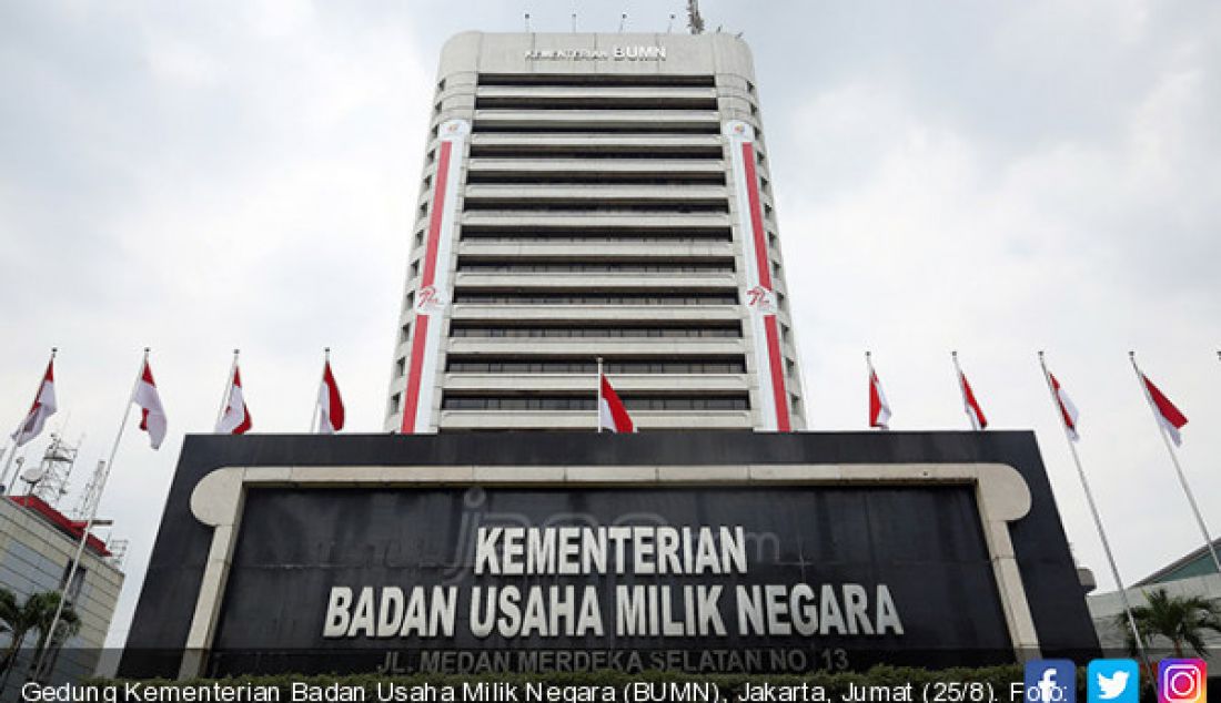 Gedung Kementerian Badan Usaha Milik Negara (BUMN), Jakarta, Jumat (25/8). - JPNN.com