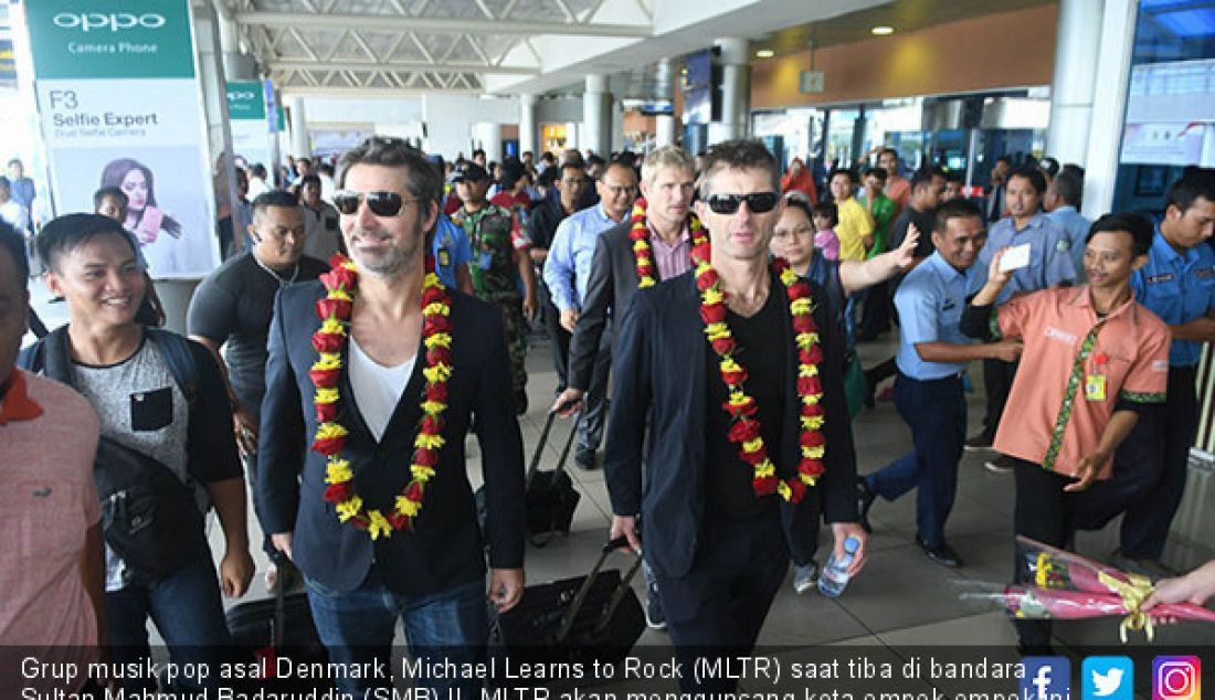 Grup musik pop asal Denmark, Michael Learns to Rock (MLTR) saat tiba di bandara Sultan Mahmud Badaruddin (SMB) II. MLTR akan mengguncang kota empek-empek ini pada 6 Oktober 2017 di Palembang Sport & Convention Centre (PSCC). - JPNN.com