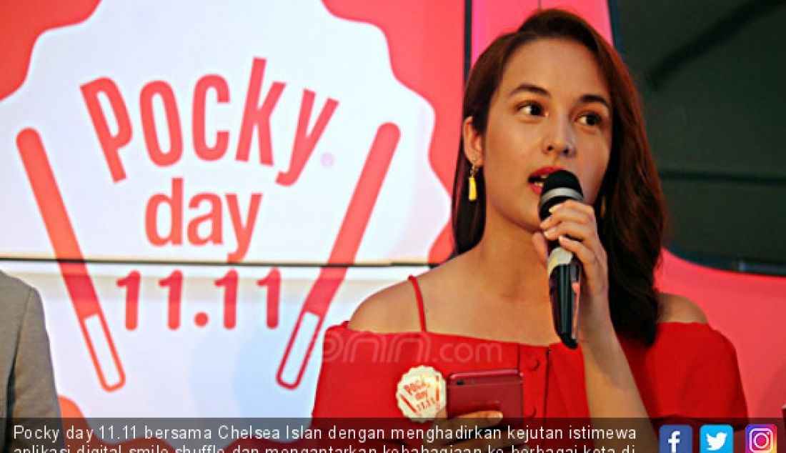 Pocky day 11.11 bersama Chelsea Islan dengan menghadirkan kejutan istimewa aplikasi digital smile shuffle dan mengantarkan kebahagiaan ke berbagai kota di Indonesia melalui Pocky Road Trip Tour yang diluncurkan pada hari ini. - JPNN.com