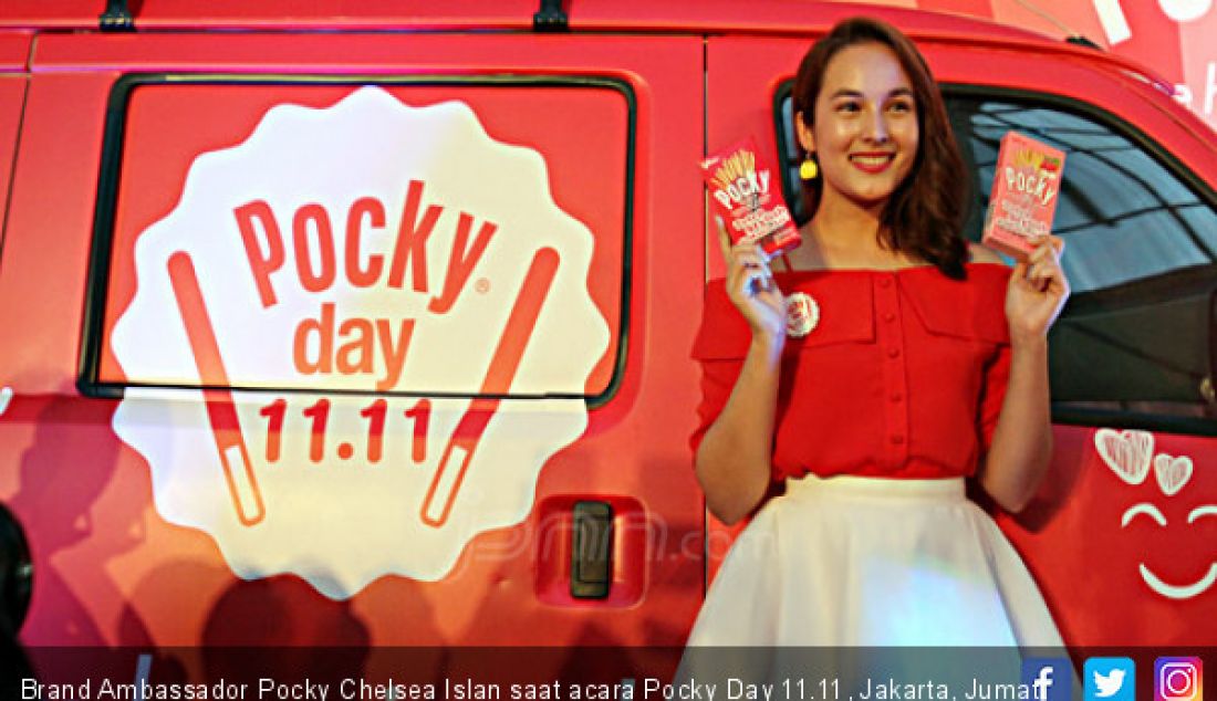 Brand Ambassador Pocky Chelsea Islan saat acara Pocky Day 11.11, Jakarta, Jumat (20/10). - JPNN.com