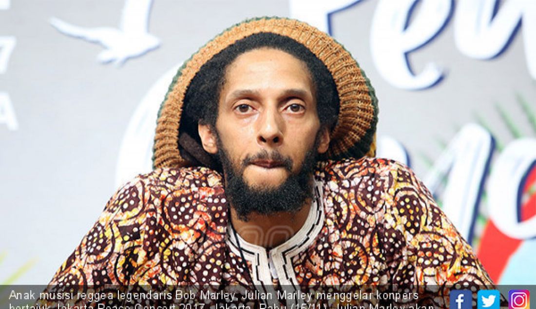 Anak musisi reggea legendaris Bob Marley, Julian Marley menggelar konpers bertajuk Jakarta Peace Concert 2017, Jakarta, Rabu (15/11). Julian Marley akan tampil di Jakarta peace concert 2017. - JPNN.com