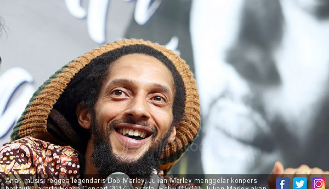 Anak musisi reggea legendaris Bob Marley, Julian Marley menggelar konpers bertajuk Jakarta Peace Concert 2017, Jakarta, Rabu (15/11). Julian Marley akan tampil di Jakarta peace concert 2017. - JPNN.com