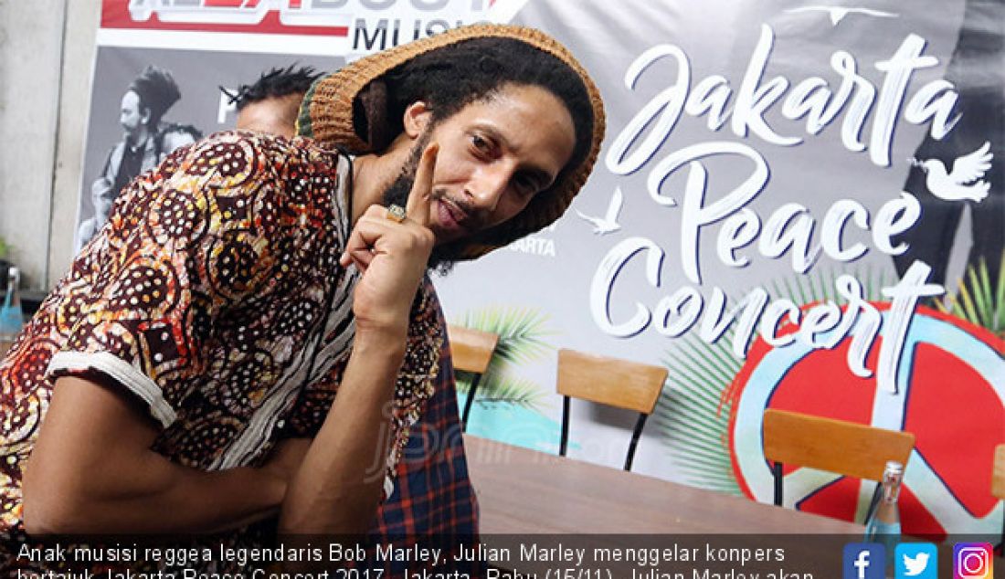 Anak musisi reggea legendaris Bob Marley, Julian Marley menggelar konpers bertajuk Jakarta Peace Concert 2017, Jakarta, Rabu (15/11). Julian Marley akan tampil di Jakarta peace concert 2017. - JPNN.com