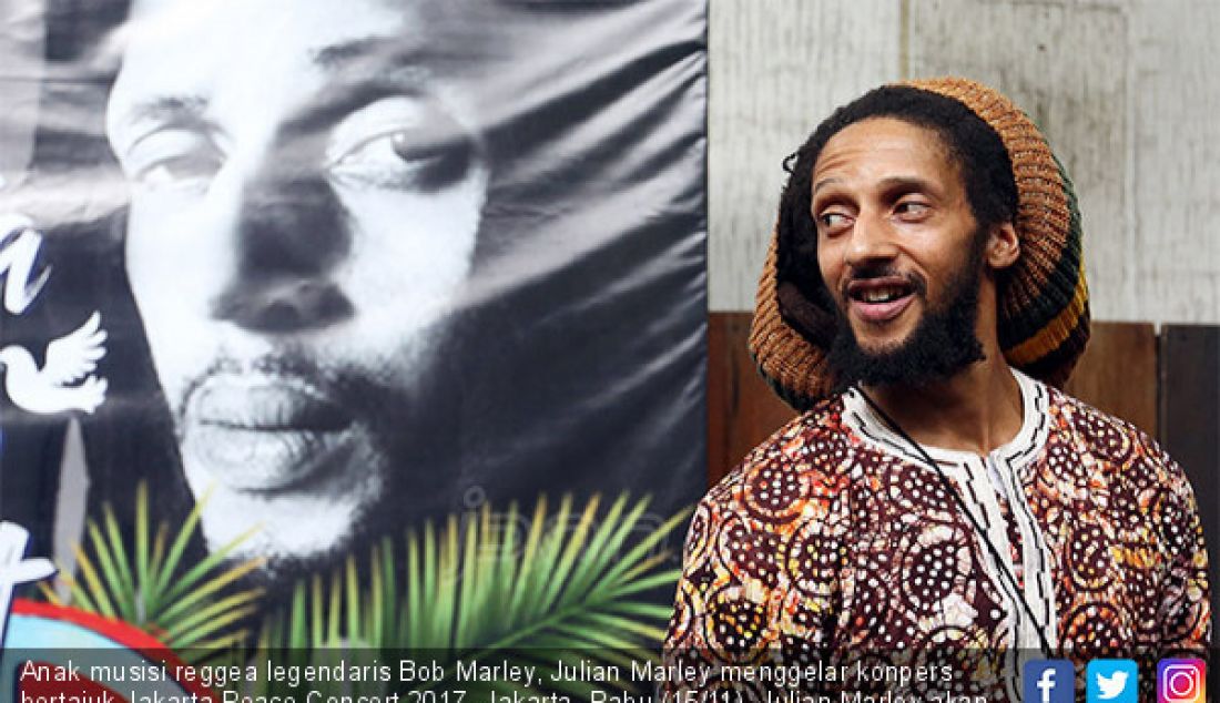 Anak musisi reggea legendaris Bob Marley, Julian Marley menggelar konpers bertajuk Jakarta Peace Concert 2017, Jakarta, Rabu (15/11). Julian Marley akan tampil di Jakarta peace concert 2017. - JPNN.com