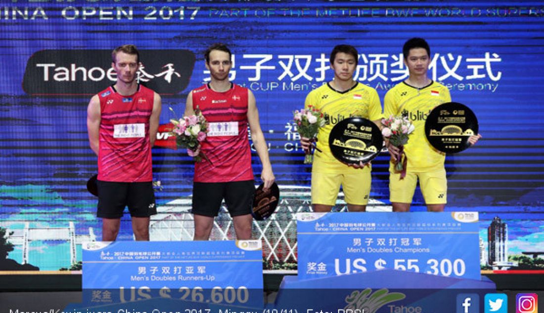 Marcus/Kevin juara China Open 2017, Minggu (19/11). - JPNN.com