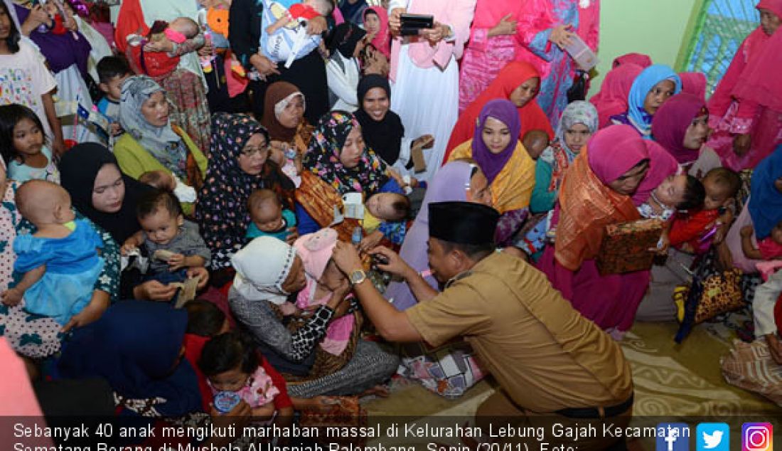 Sebanyak 40 anak mengikuti marhaban massal di Kelurahan Lebung Gajah Kecamatan Sematang Borang di Mushola Al Insniah Palembang, Senin (20/11). - JPNN.com