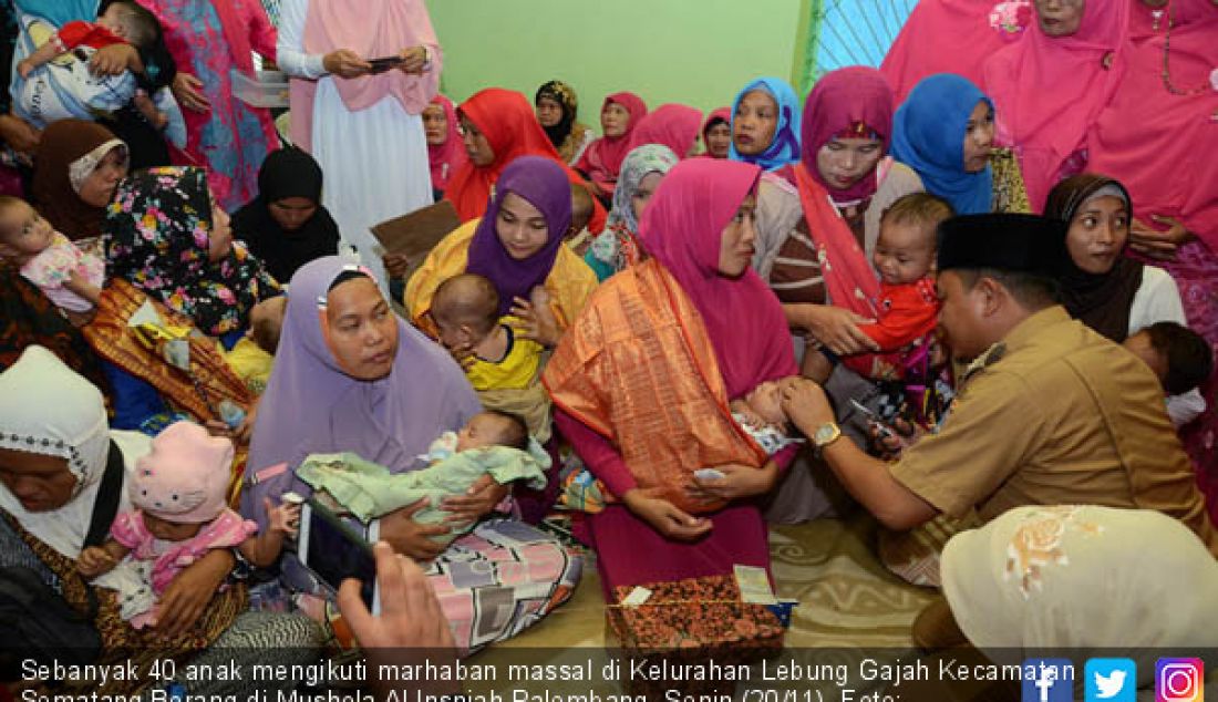 Sebanyak 40 anak mengikuti marhaban massal di Kelurahan Lebung Gajah Kecamatan Sematang Borang di Mushola Al Insniah Palembang, Senin (20/11). - JPNN.com