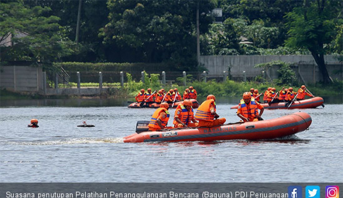 Suasana penutupan Pelatihan Penanggulangan Bencana (Baguna) PDI Perjuangan di Bumi Perkemahan Cibubur, Jakarta, Kamis (23/11). - JPNN.com