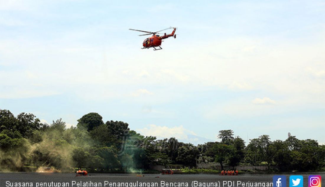 Suasana penutupan Pelatihan Penanggulangan Bencana (Baguna) PDI Perjuangan di Bumi Perkemahan Cibubur, Jakarta, Kamis (23/11). - JPNN.com