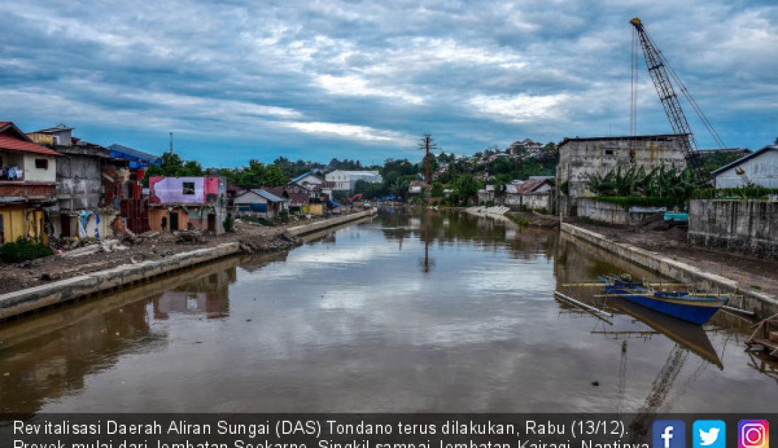 Revitalisasi Daerah Aliran Sungai (DAS) Tondano terus dilakukan, Rabu (13/12). Proyek mulai dari Jembatan Soekarno, Singkil sampai Jembatan Kairagi. Nantinya akan ditempatkan perahu di sungai sebagai moda transportasi. - JPNN.com