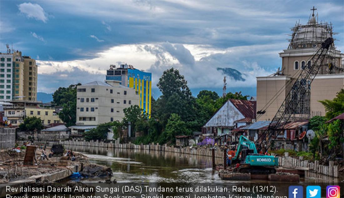 Revitalisasi Daerah Aliran Sungai (DAS) Tondano terus dilakukan, Rabu (13/12). Proyek mulai dari Jembatan Soekarno, Singkil sampai Jembatan Kairagi. Nantinya akan ditempatkan perahu di sungai sebagai moda transportasi. - JPNN.com