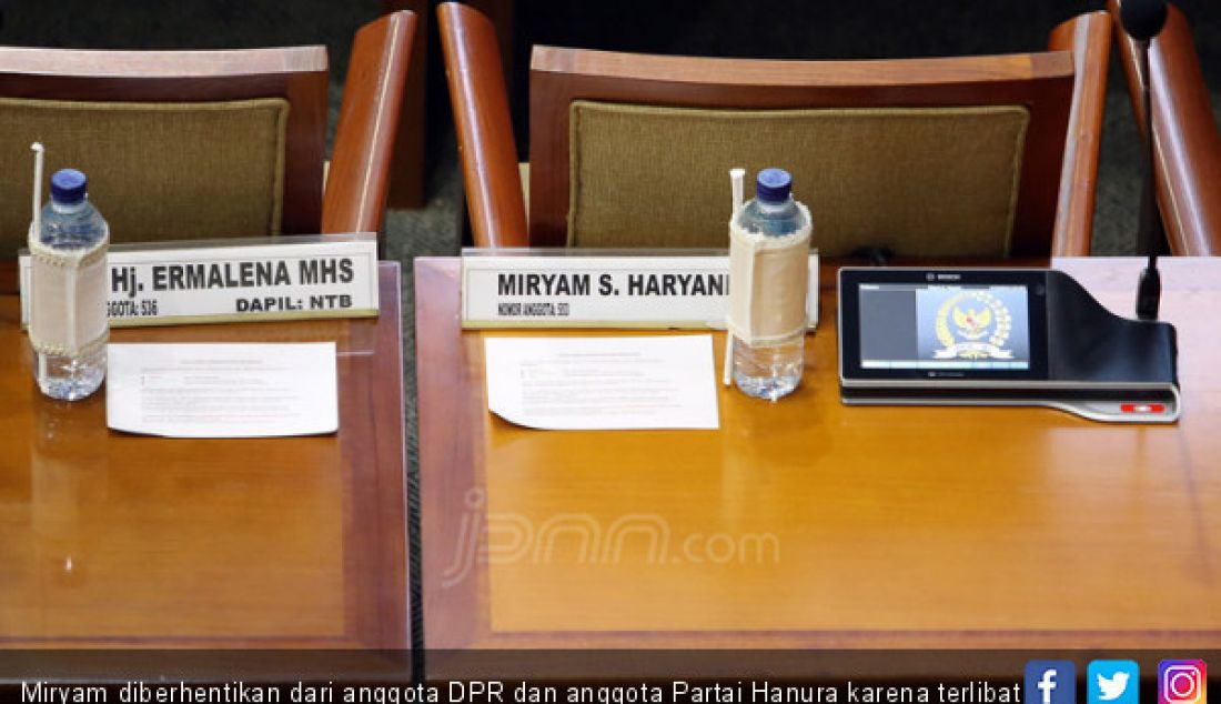 Miryam diberhentikan dari anggota DPR dan anggota Partai Hanura karena terlibat kasus Korupsi E-KTP dan Kesaksian palsu pada sidang E-KTP. - JPNN.com