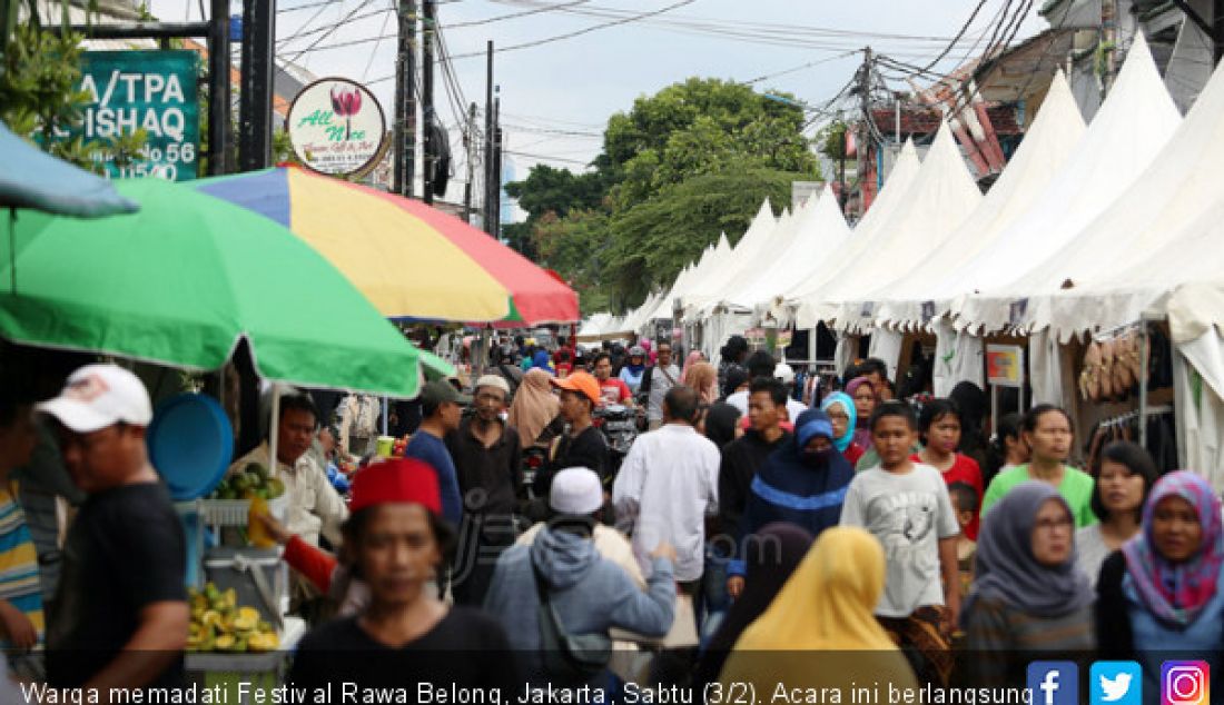 Warga memadati Festival Rawa Belong, Jakarta, Sabtu (3/2). Acara ini berlangsung dari tanggal 3-4 Februari 2018. - JPNN.com