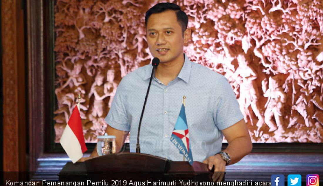 Komandan Pemenangan Pemilu 2019 Agus Harimurti Yudhoyono menghadiri acara inagurasi kader baru PD di Puri Cikeas Bogor, Kamis (15/2). - JPNN.com