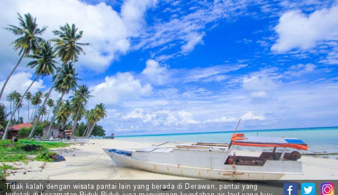 Tidak kalah dengan wisata pantai lain yang berada di Derawan, pantai yang terletak di kecamatan Biduk-Biduk juga menyimpan keindahan air laut yang biru dan pasir putih, Rabu (21/2). - JPNN.com