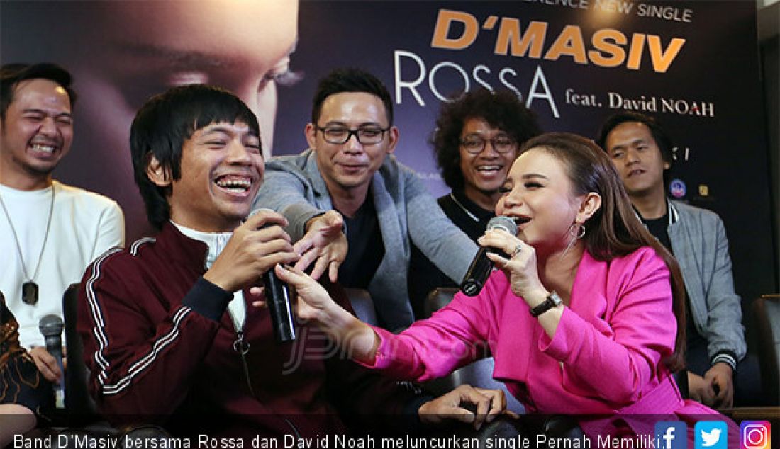 Band D'Masiv bersama Rossa dan David Noah meluncurkan single Pernah Memiliki, Jakarta, Senin (5/3). - JPNN.com