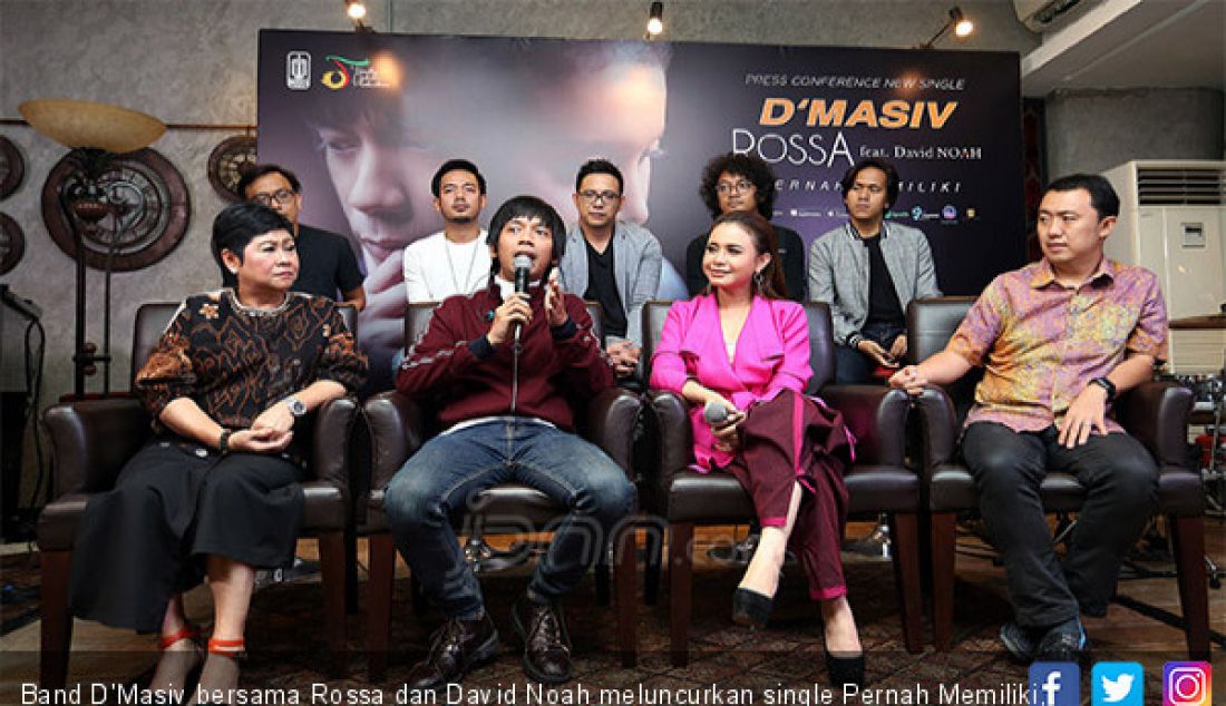 Band D'Masiv bersama Rossa dan David Noah meluncurkan single Pernah Memiliki, Jakarta, Senin (5/3). - JPNN.com