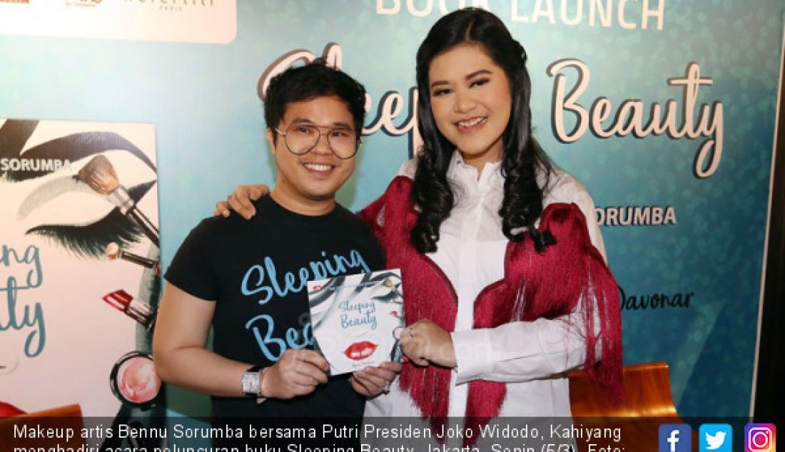 Makeup artis Bennu Sorumba bersama Putri Presiden Joko Widodo, Kahiyang menghadiri acara peluncuran buku Sleeping Beauty, Jakarta, Senin (5/3). - JPNN.com