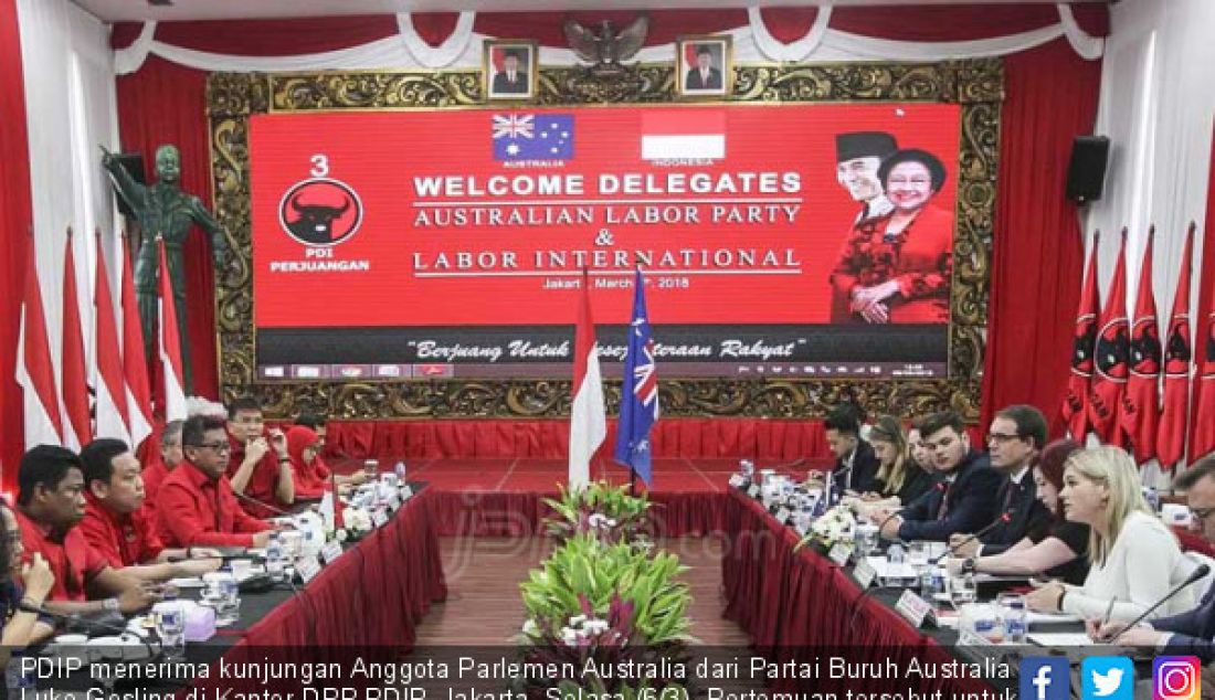 PDIP menerima kunjungan Anggota Parlemen Australia dari Partai Buruh Australia Luke Gosling di Kantor DPP PDIP, Jakarta, Selasa (6/3). Pertemuan tersebut untuk membahas kerjasama hal-hal strategis dan politik kedua negara. - JPNN.com