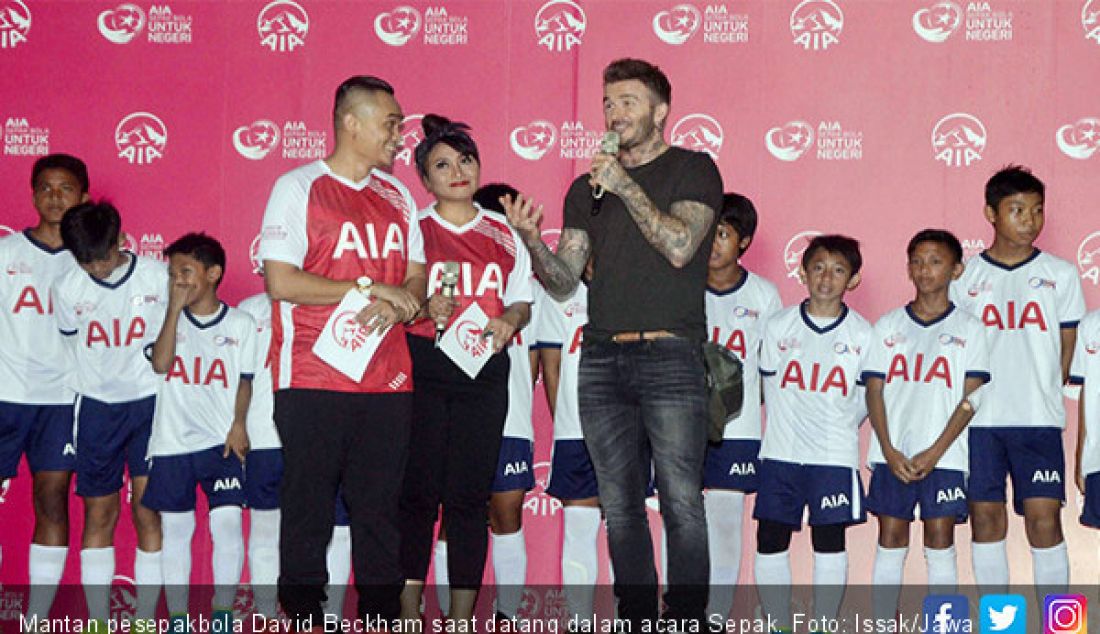 Mantan pesepakbola David Beckham saat datang dalam acara Sepak. - JPNN.com