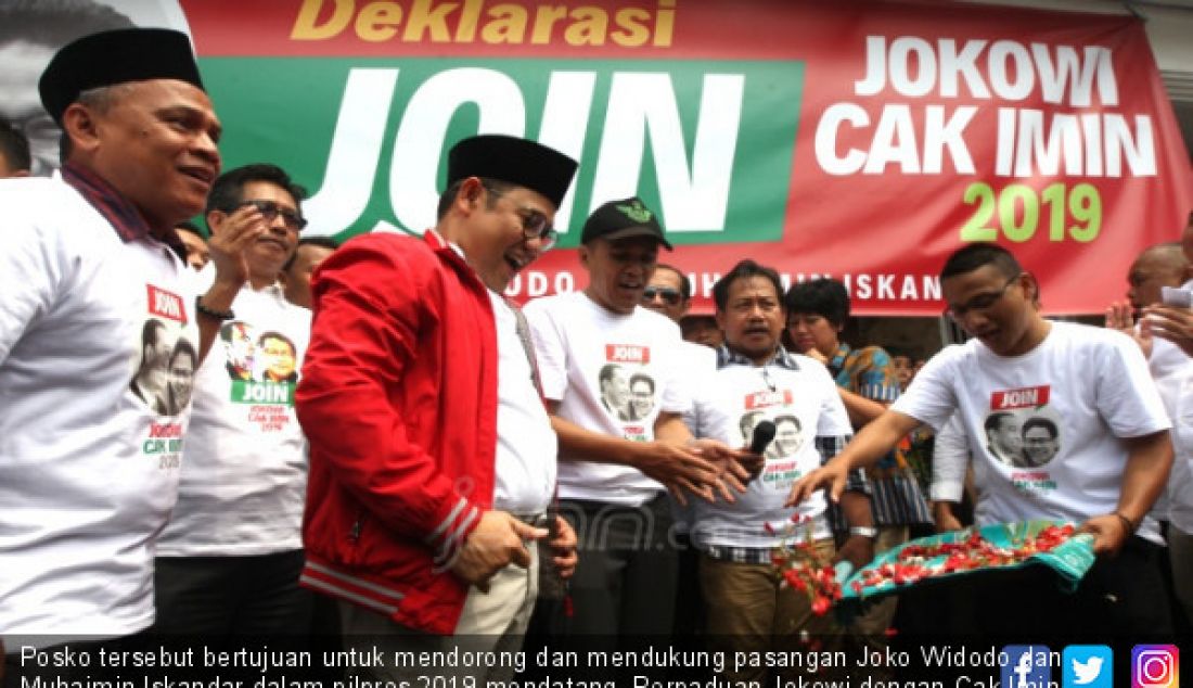 Posko tersebut bertujuan untuk mendorong dan mendukung pasangan Joko Widodo dan Muhaimin Iskandar dalam pilpres 2019 mendatang. Perpaduan Jokowi dengan Cak Imin akan melahirkan kekuatan poros nasionalis-Islam moderat. - JPNN.com