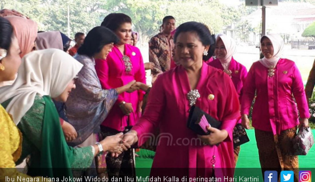 Ibu Negara Iriana Jokowi Widodo dan Ibu Mufidah Kalla di peringatan Hari Kartini di Istana Bogor. - JPNN.com